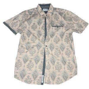 Craft + Flow Button Up Shirt Men's Medium Short Sleeve Floral Pink Cotton NWOT
